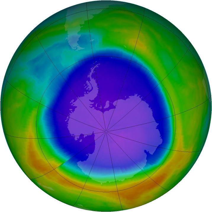 Antarctic ozone map for 27 September 1999